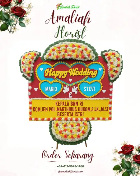 Papan Bunga Pernikahan Merak